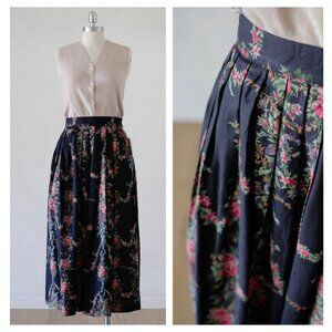 Vintage Herman Geist Dead Stock Floral Print Pleated Midi Skirt